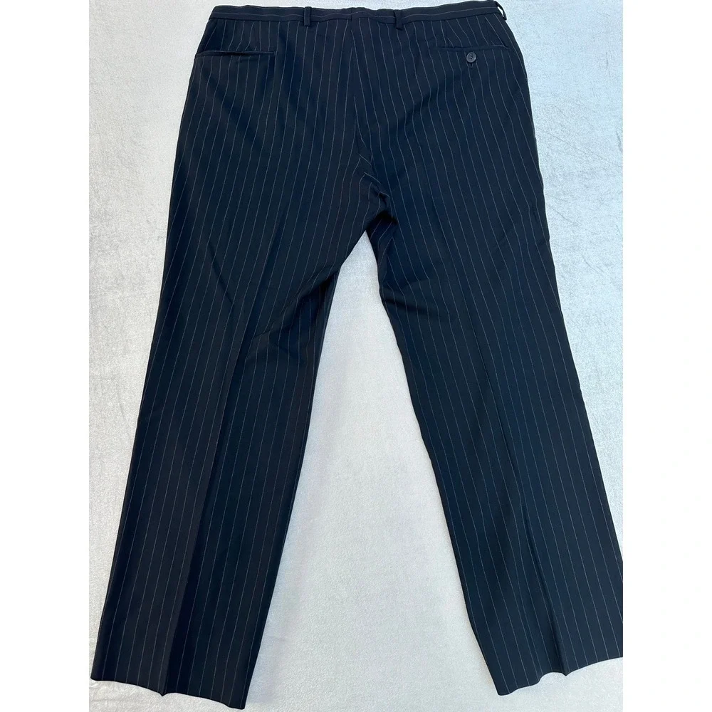 Gucci Men's Pinstripe Double Breasted Suit Black Wool Blend Jacket Pants 52R